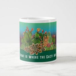 Taza De Café Gigante El hogar es donde están los cacti