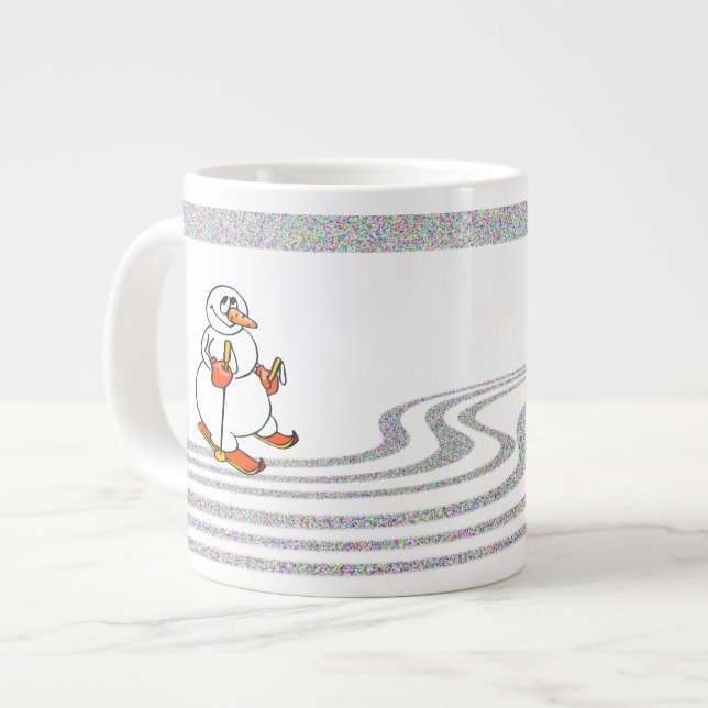 Taza De Café Gigante El hombre de nieve esquiando - (Izquierda)