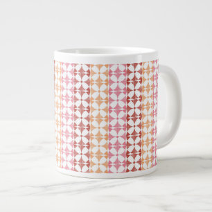 Taza De Café Gigante El ikat rojo geométrico raya el modelo