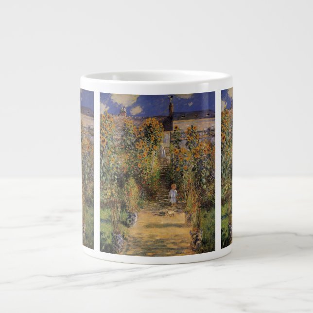 Taza De Café Gigante El jardín del artista en Vetheuil por Claude Monet (Frente)