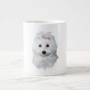 Taza De Café Gigante El maltés de la elegancia fluffy de la belleza