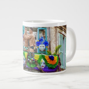 Taza De Café Gigante El Mardi Gras de SlipperyJoe enmascara abalorios d
