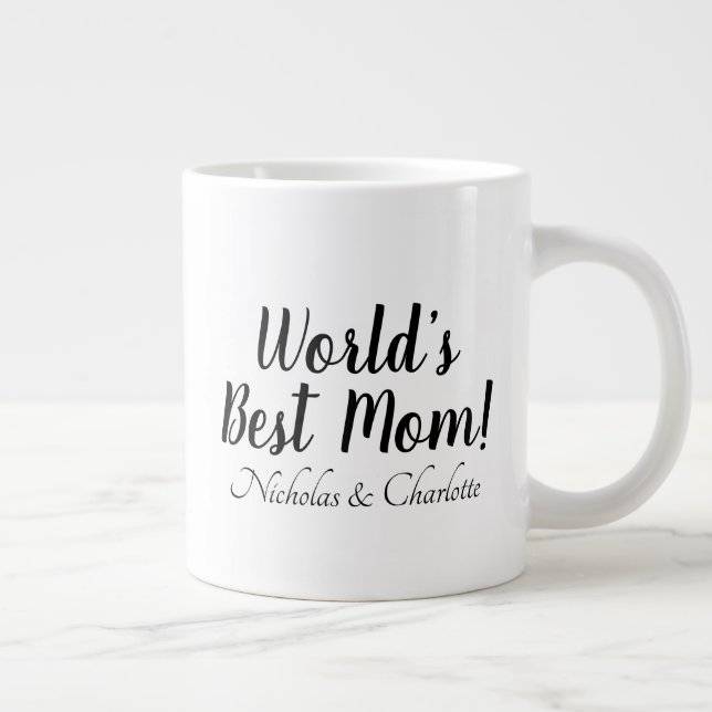 Taza De Café Gigante El mejor guión de personalizado blanco negro de ma (Derecha)