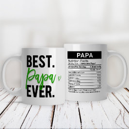 Taza De Café Gigante El mejor Papa jamás verde + datos nutricionales,