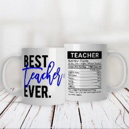 Taza De Café Gigante El mejor profesor, siempre azul + datos editables 