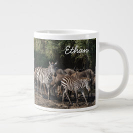 Taza De Café Gigante El nombre personalizado de la manada de cebra en s