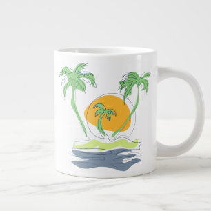 Taza De Café Gigante El paisaje de las playas de las islas tropicales. 