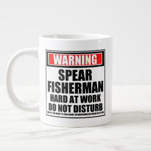 Taza De Café Gigante El pescador de la barra de advertencia trabaja dur