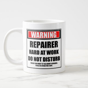 Taza De Café Gigante El Reparador De Aviso Duro En El Trabajo No Pertur