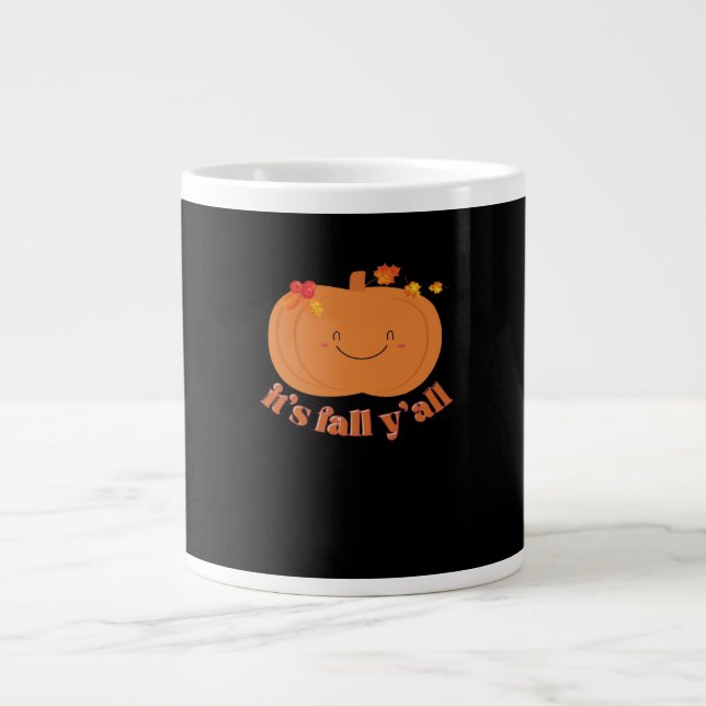 Taza De Café Gigante El retro de calabaza de otoño (Frente)