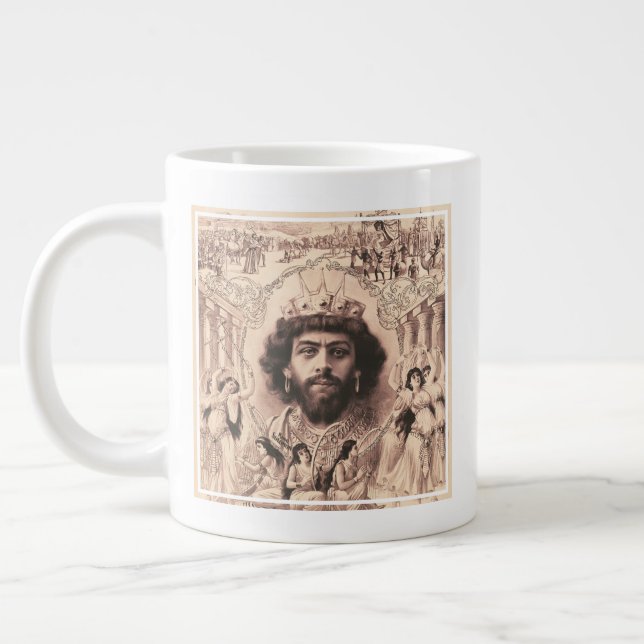 Taza De Café Gigante El Rey Salomón Rodeado De Chicas Bailarines (Izquierda)