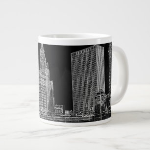 Taza De Café Gigante El río Chicago Wrigley 1967 que construye Sun mid