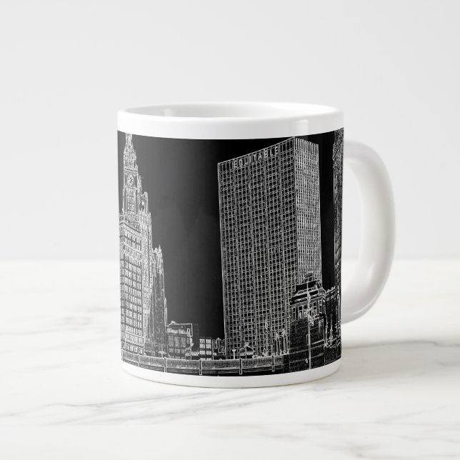 Taza De Café Gigante El río Chicago Wrigley 1967 que construye Sun mide (Derecha)