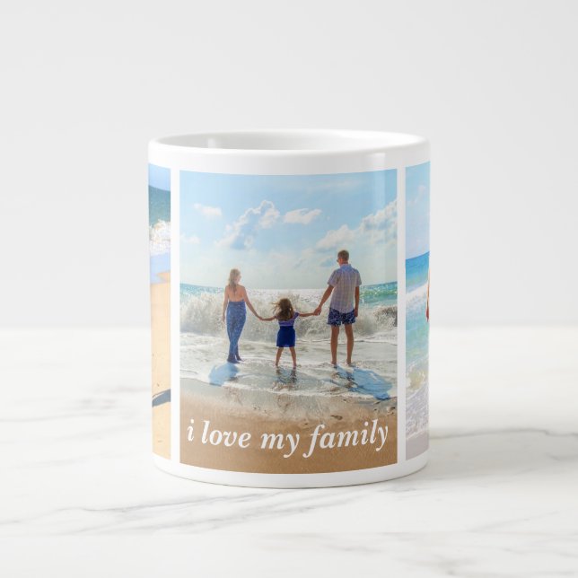 Taza De Café Gigante El tazón de café de su familia con Collage de foto (Frente)