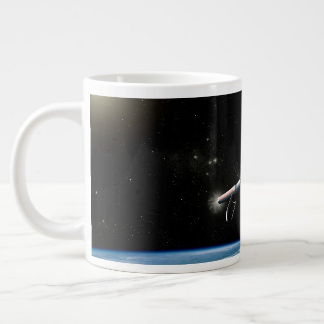 Taza De Café Gigante El Vehículo De Lanzamiento Atlas V541 En Órbita. (Izquierda)