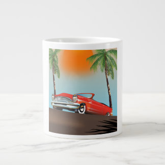 Taza De Café Gigante El Viejo Coche Rojo Clásico En Paraíso