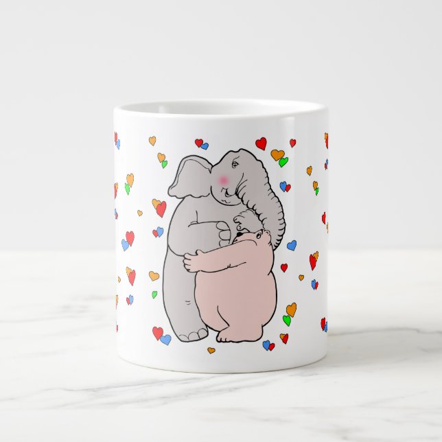 Taza De Café Gigante Elefant und Bär umarmen (Frente)