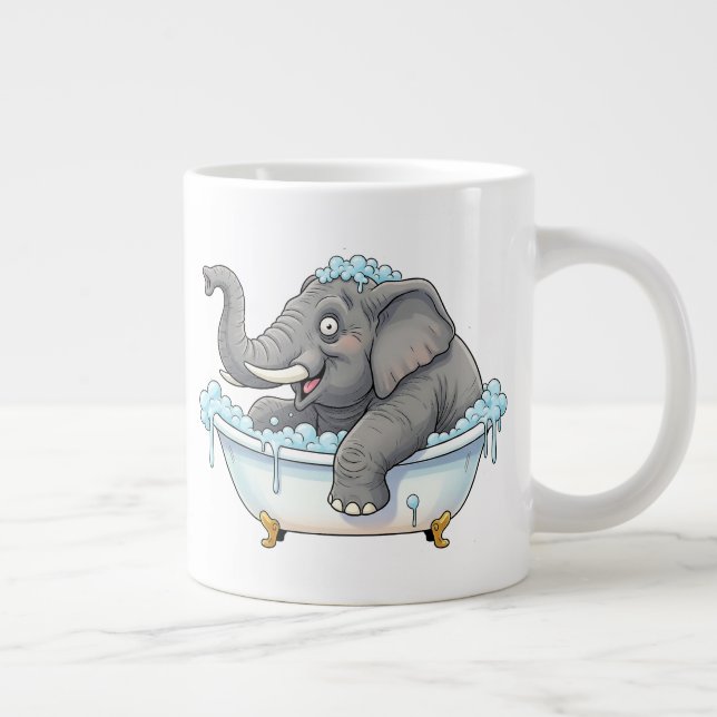Taza De Café Gigante Elefante alegre tomando un baño de burbujas (Derecha)