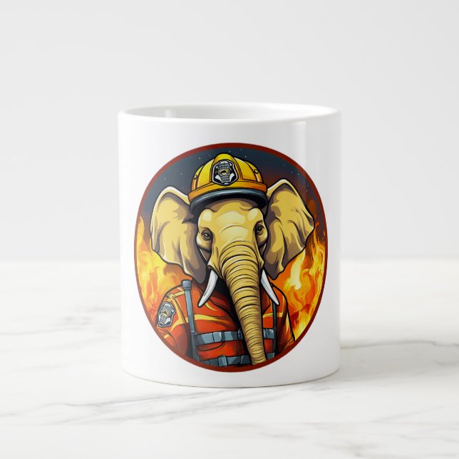 Taza De Café Gigante Elefante de bomberos (Frente)