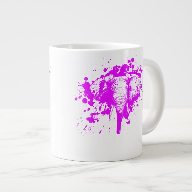 Taza De Café Gigante Elefante rosa enojado (Derecha)