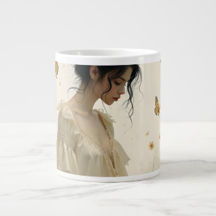 Taza De Café Gigante Elegancia suave en un baile de mariposas