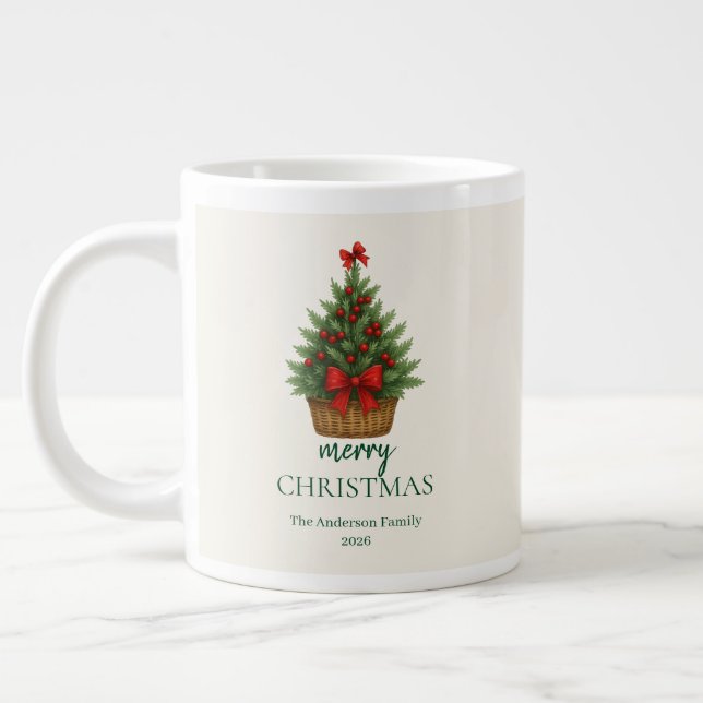 Taza De Café Gigante Elegant Christmas Tree – Red Ribbon  (Izquierda)