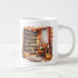 Taza De Café Gigante Elegant Fall Bookshelf Mug — Cozy Curtain