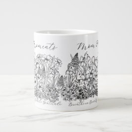 Taza De Café Gigante Elegant Floral Script Saying Boho Line Art 
