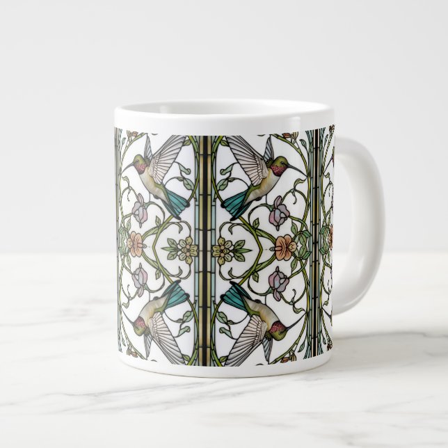 Taza De Café Gigante Elegant hummingbird artwork botanical boho chic (Derecha)