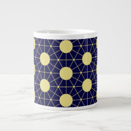 Taza De Café Gigante Elegant Navy and Gold Geometric Tile Pattern