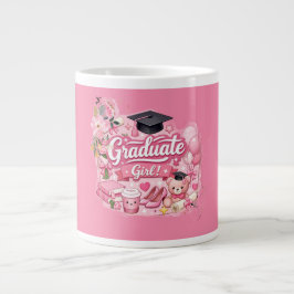 Taza De Café Gigante Elegant Pink Floral Graduation Party mug