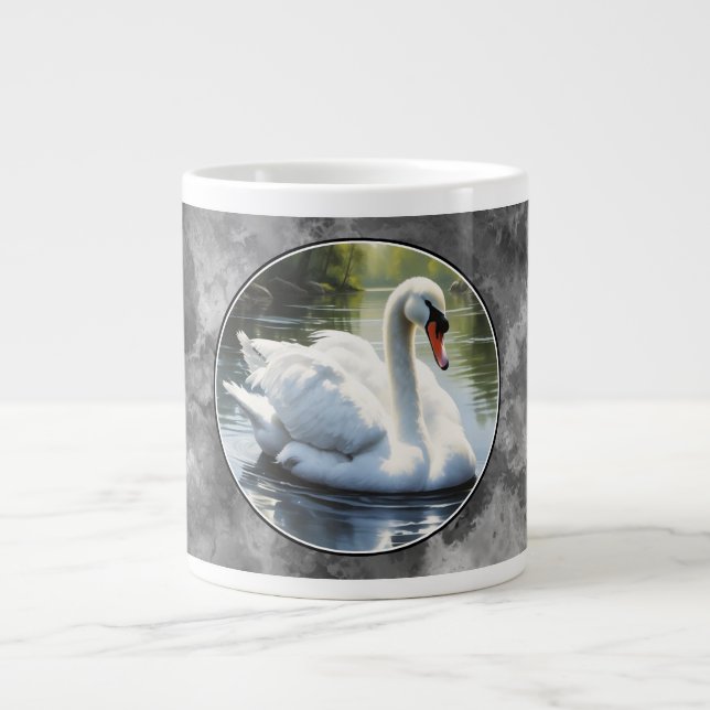 Taza De Café Gigante Elegant Swan is Swimming  in Water (Frente)