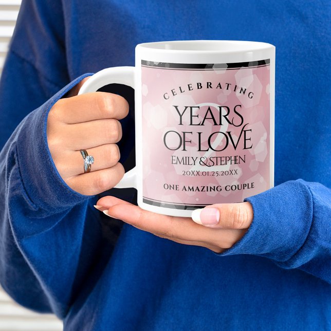 Taza De Café Gigante Elegante 2º Rosa Aniversario del Boda del Cuartz (2nd Wedding Anniversary Jumbo Coffee Mug Cover Photo (Rose Quartz).)