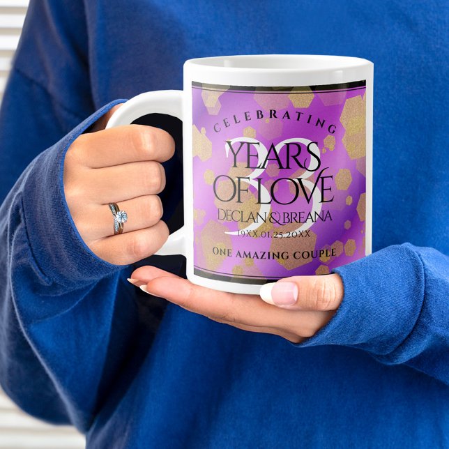 Taza De Café Gigante Elegante 33° Aniversario del Boda Ametista (33rd Wedding Anniversary Jumbo Coffee Mug Cover Photo.)