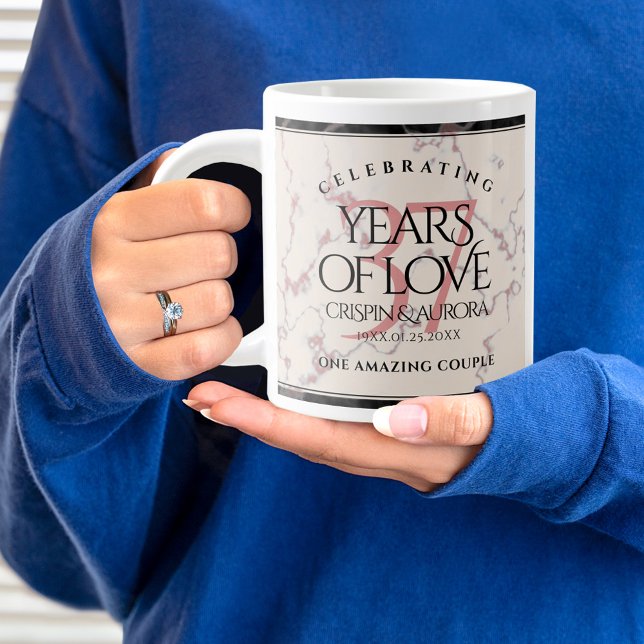 Taza De Café Gigante Elegante 37° Aniversario del Boda de Alabastro (37th Wedding Anniversary Jumbo Coffee Mug Cover Photo.)