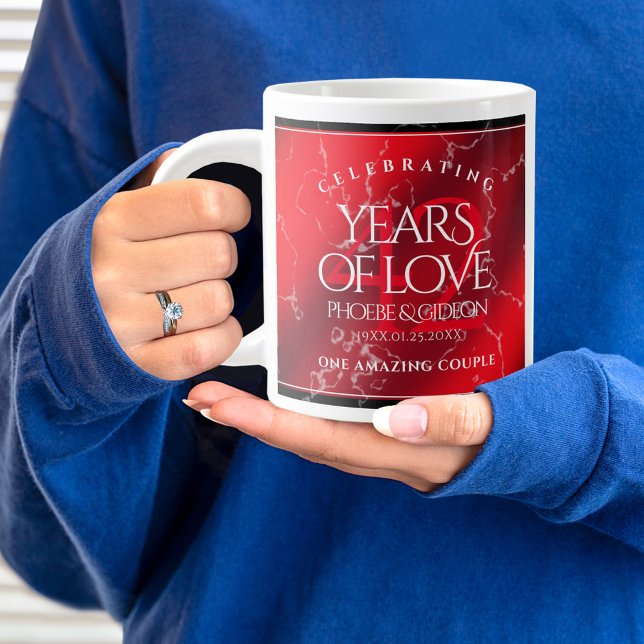 Taza De Café Gigante Elegante 42° Aniversario del Boda Jasper (42nd Wedding Anniversary Jumbo Coffee Mug Cover Photo.)