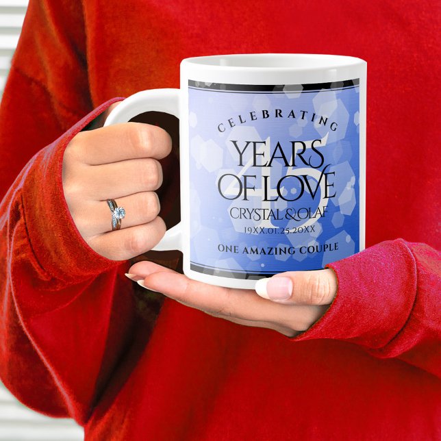 Taza De Café Gigante Elegante 45° Aniversario del Boda de Sapphire (45th Wedding Anniversary Jumbo Coffee Mug Cover Photo.)