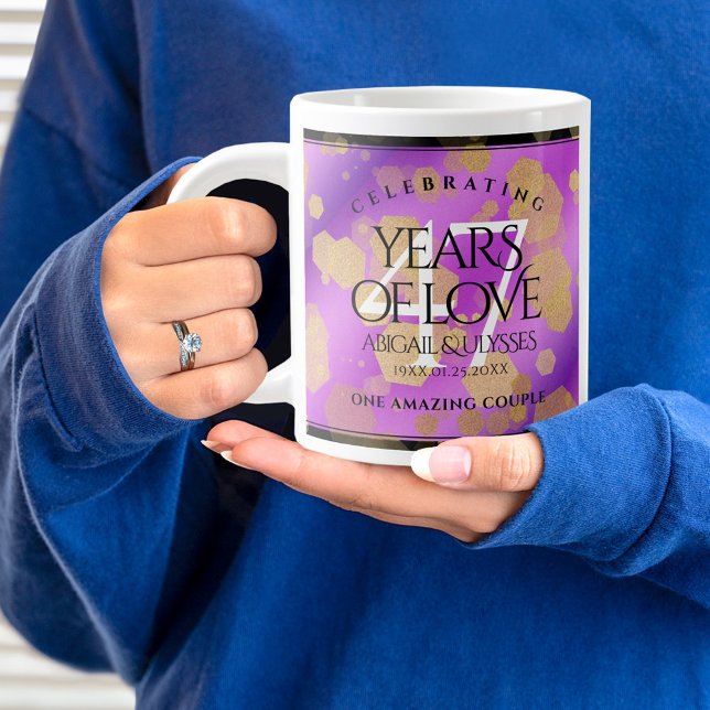 Taza De Café Gigante Elegante 47° Aniversario del Boda Ametista (47th Wedding Anniversary Jumbo Coffee Mug Cover Photo.)