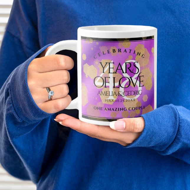 Taza De Café Gigante Elegante 48º Aniversario del Boda Ametista (48th Wedding Anniversary Jumbo Cover Photo.)