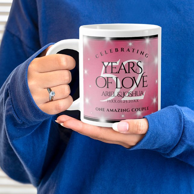Taza De Café Gigante Elegante 52° Aniversario del Boda de Ruby (52nd Wedding Anniversary Jumbo Coffee Mug Cover Photo.)