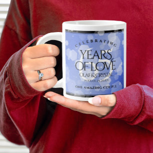Taza De Café Gigante Elegante 65º Aniversario del Boda de Zafiro Azul