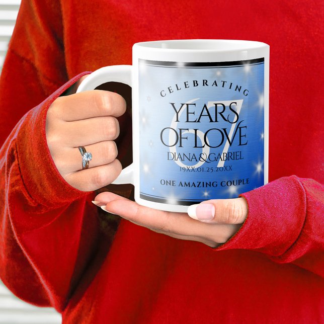 Taza De Café Gigante Elegante 67º Aniversario del Boda de Star Sapphire (67th Wedding Anniversary Jumbo Coffee Mug Cover Photo.)