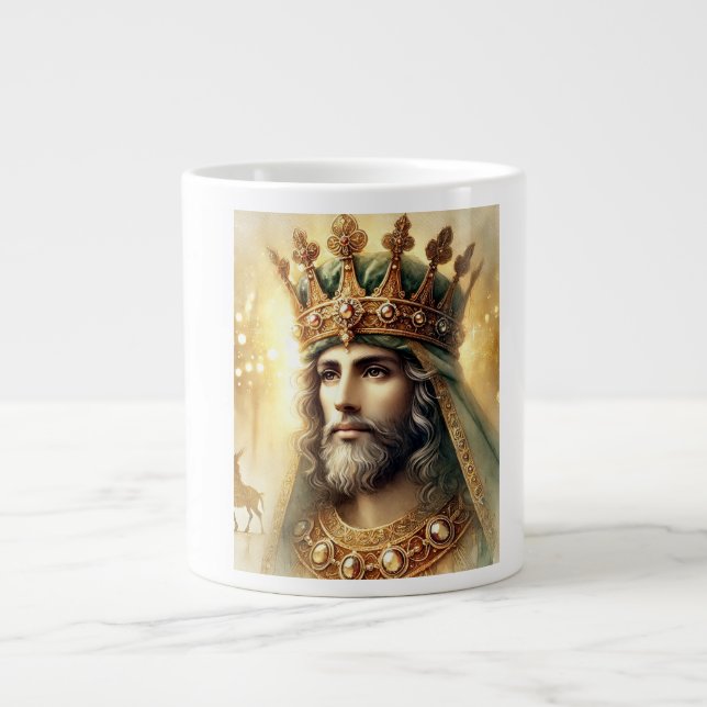 Taza De Café Gigante Elegante acuarela de un rey sabio (Frente)