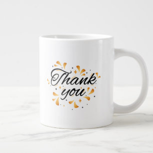 Taza De Café Gigante Elegante Agradecimiento Estética de Oro y Negro