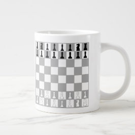 TAZA DE CAFÉ GIGANTE ELEGANTE AJEDREZ NEGRO Y BLANCO