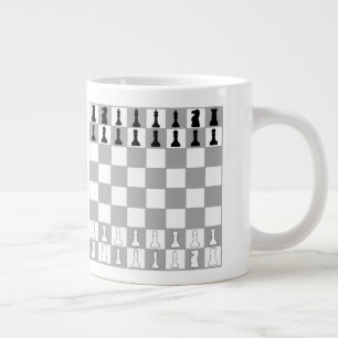 TAZA DE CAFÉ GIGANTE ELEGANTE AJEDREZ NEGRO Y BLANCO