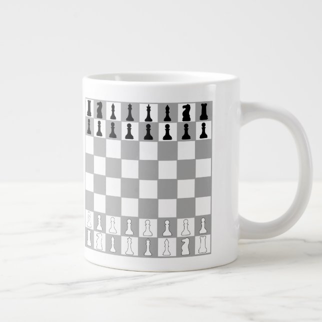 TAZA DE CAFÉ GIGANTE ELEGANTE AJEDREZ NEGRO Y BLANCO (Derecha)