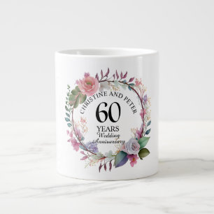 Taza De Café Gigante Elegante aniversario de bodas floral (60)
