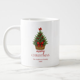 Taza De Café Gigante Elegante árbol de Navidad – cinta roja