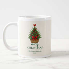 Taza De Café Gigante Elegante árbol de Navidad – cinta roja